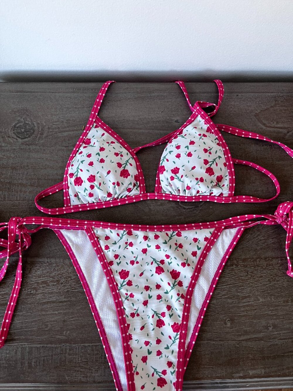 Women's floral rose print bikini two-piece swimsuit